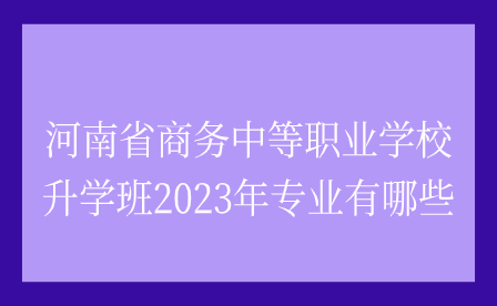 2023年河南省商務(wù)中等職業(yè)學(xué)校升學(xué)班專業(yè)